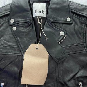 LAB | Jackets & Coats | Lab Leather Lace Up Sleeve Detail Biker Jacket ...